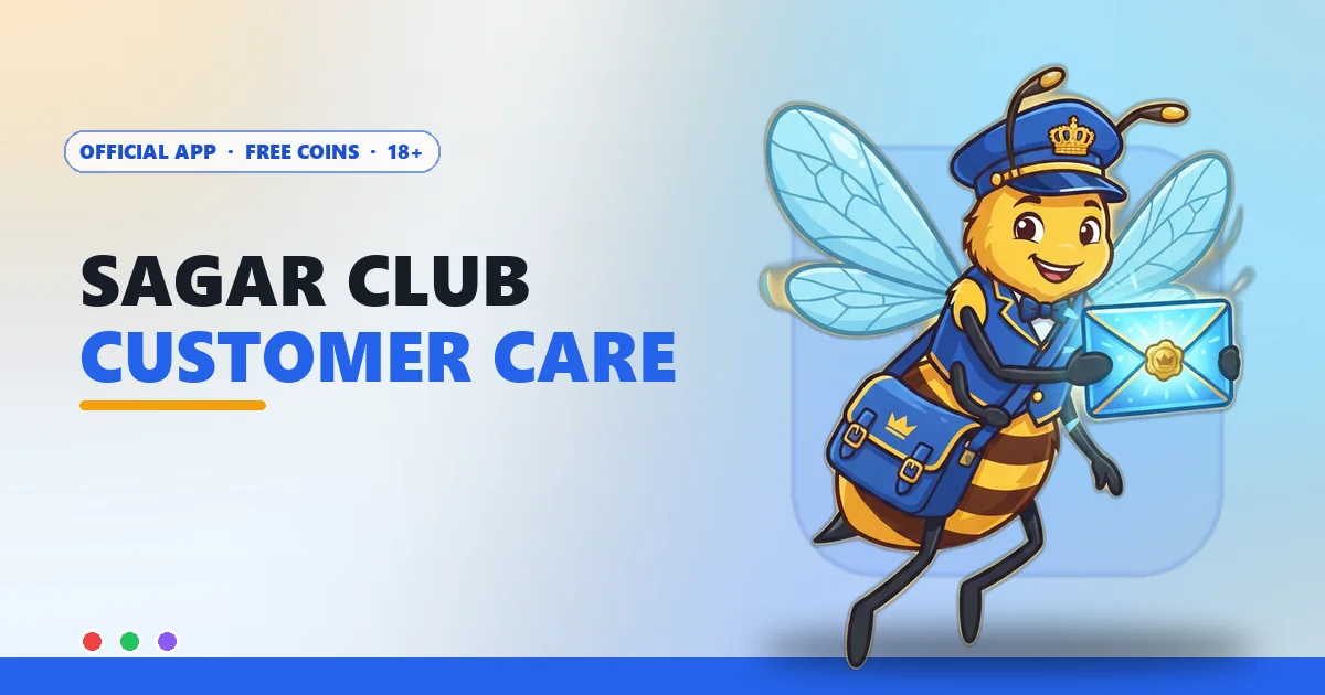 Bee postmaster mascot carrying an envelope for the Sagar Club customer care guide