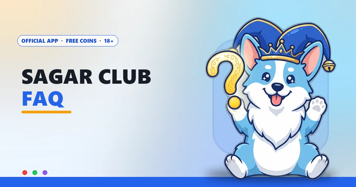 Jester corgi mascot holding a question mark for the Sagar Club FAQ