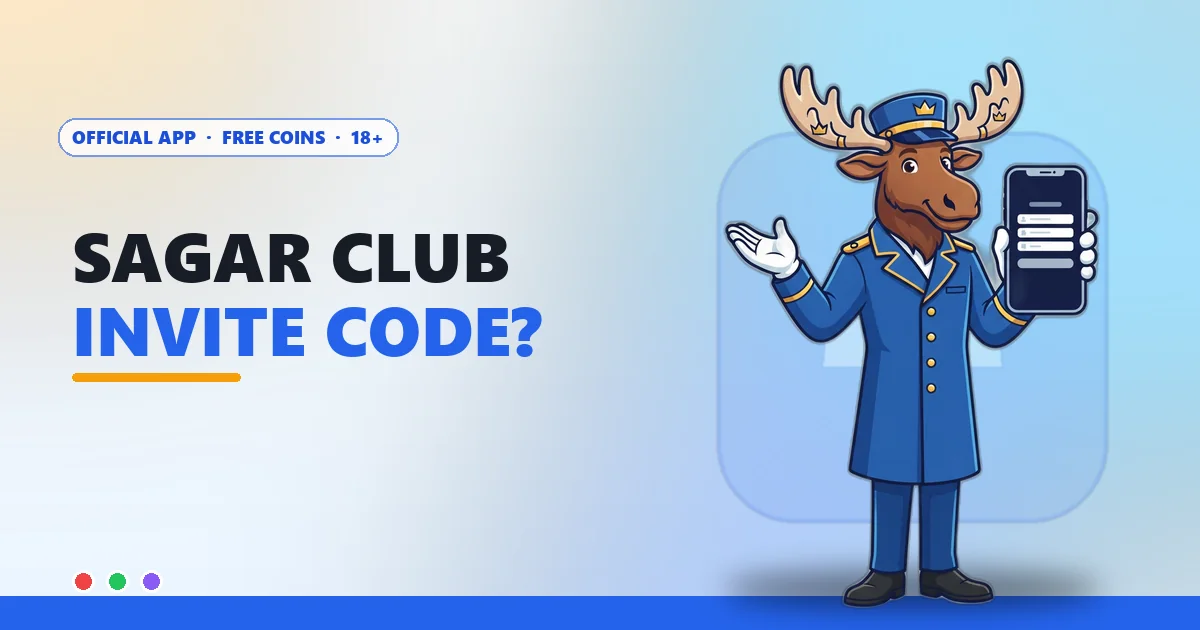 Moose doorman mascot showing an empty hand for the Sagar Club invite code page