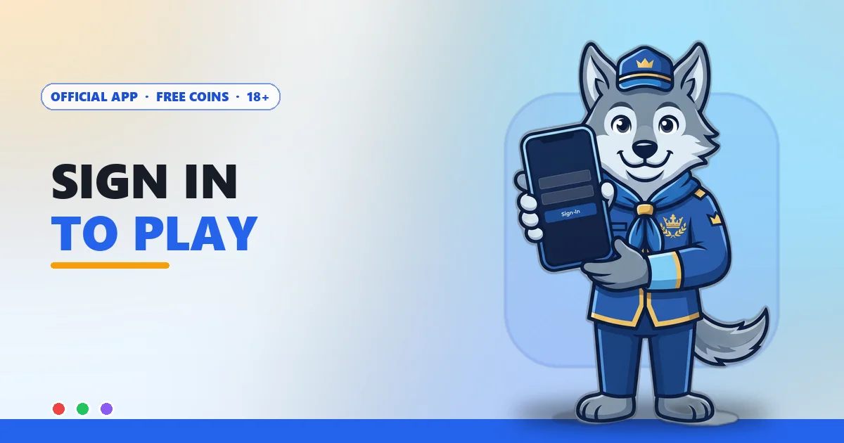 Wolf scout mascot with a phone sign-in screen for the Log In to the Sagar Club app page