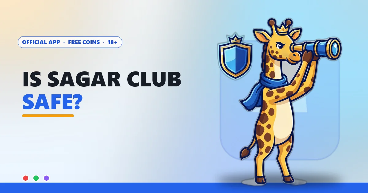 Giraffe lookout mascot with a spyglass and a shield for the Is Sagar Club safe guide