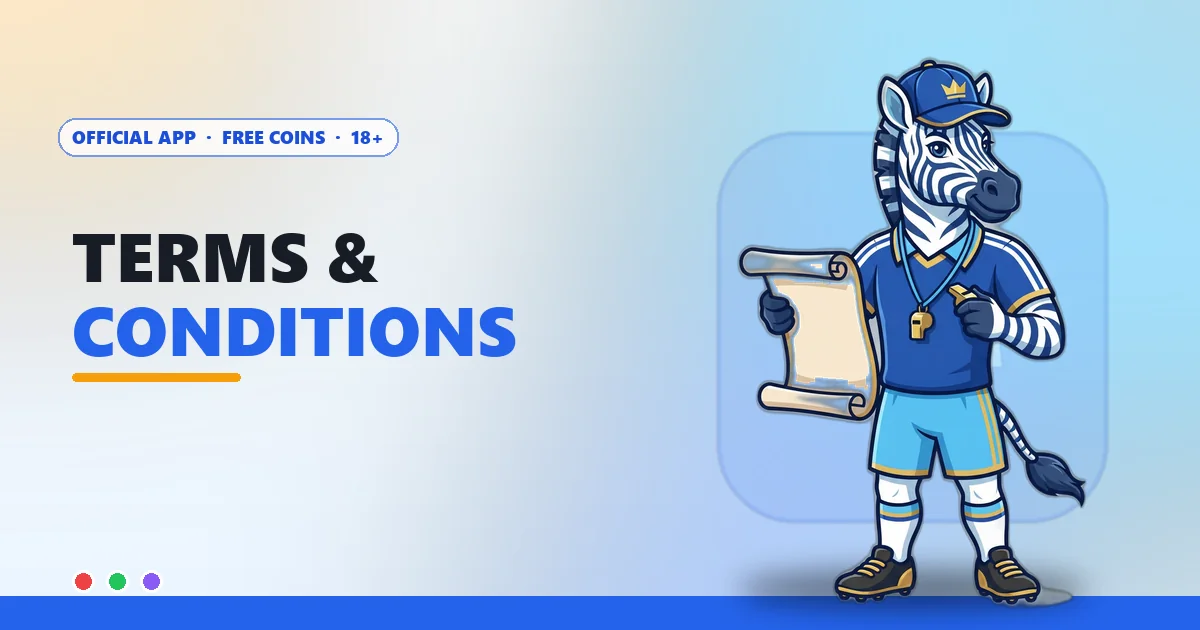 Zebra referee mascot holding a scroll for the Sagar Club terms and conditions